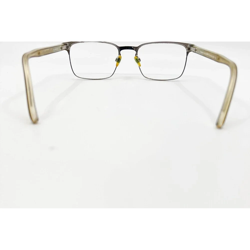Takumi Eyeglasses Mens Navy Silver Square Half Rim Frames 53-18-140